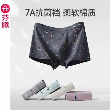 芬腾男士内裤抗菌纯棉裆夏季薄款四角裤青年运动加大码平角短裤头商品大图