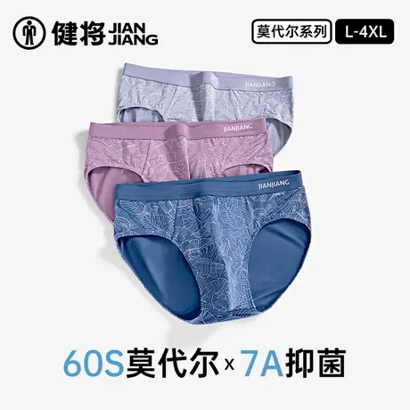 健将男士三角内裤纯棉裆男生宽松底裤莫代尔透气短裤新款大码裤衩商品大图