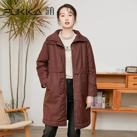 蒲PUKKA 棉衣棉服2022秋冬装防风中长款保暖外套女翻领大衣图片