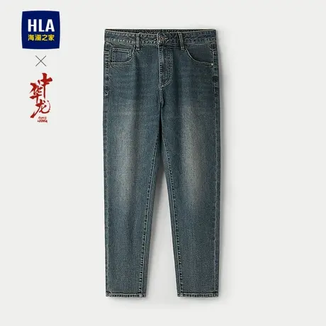 HLA/海澜之家中华龙牛仔裤2025春秋新款五袋款窄脚时尚有型裤子男图片