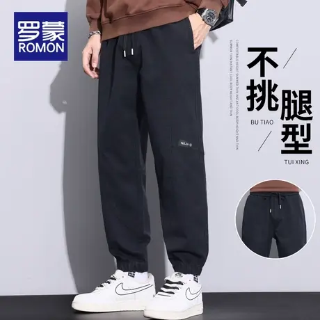 罗蒙莱赛尔冬季宽松束脚哈伦裤男士秋冬款2025新款潮牌休闲裤子男商品大图