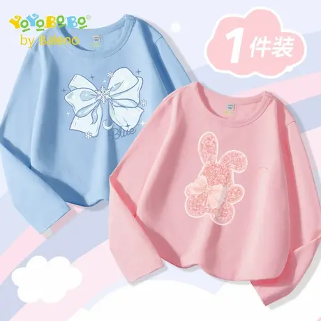 班尼路童装YBB系列女童t恤2025新款秋季纯棉透气儿童休闲长袖上衣图片