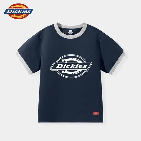 Dickies童装男童短袖t恤纯棉儿童2025新款撞色体恤女童夏装半袖A商品大图