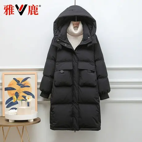 雅鹿2024新款羽绒服女中长款过膝加厚连帽宽松正品大码冬季潮外套图片