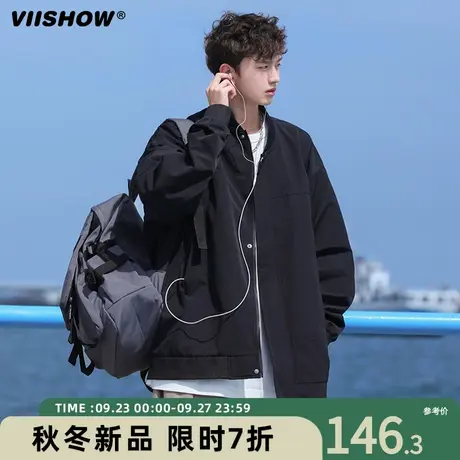 VIISHOW外套男春秋季日系复古休闲工装宽松潮牌飞行员夹克棒球服商品大图