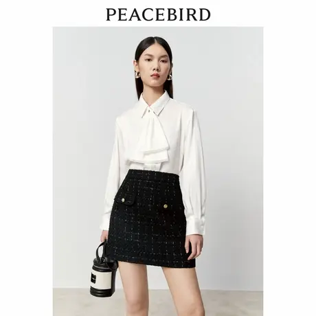 【昕怡粉丝专享】太平鸟女装年冬季领结提花衬衫A1CAD4182商品大图