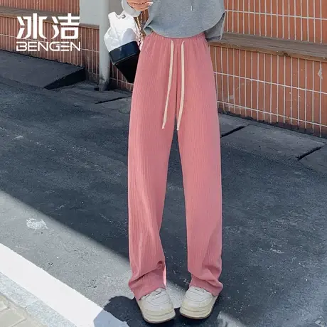 冰洁阔腿裤女秋冬新款慵懒风针织拖地裤直筒休闲裤雪尼尔裤子LBDS商品大图