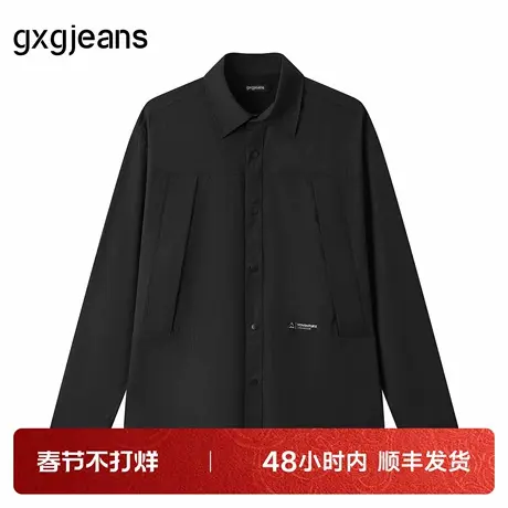 gxg.jeans男装  黑色工装风宽松翻领长袖衬衫外套 25年秋新品图片