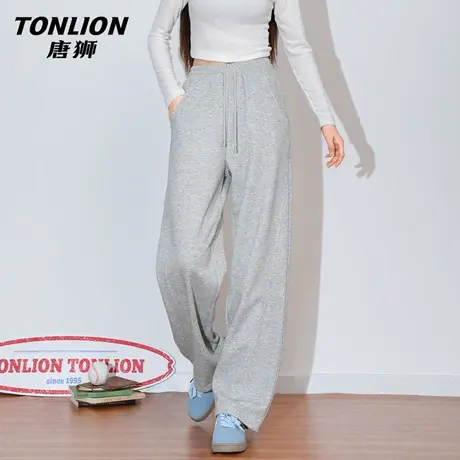 唐狮官方宽松阔腿裤女2026新款冬加绒裤子美式弯刀裤卫裤休闲裤VC商品大图