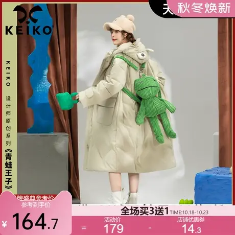 韩系廓形中长款棉服女加厚御寒2022冬季新款趣味卡通连帽棉衣外套商品大图