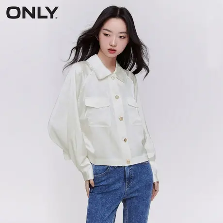 【买4免1】ONLY奥莱夏季新款薄款时尚气质插肩袖满印翻领外套女商品大图