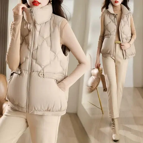 羽绒棉马甲女秋冬2023年新款无袖面包棉服背心初秋马夹棉坎肩外套图片