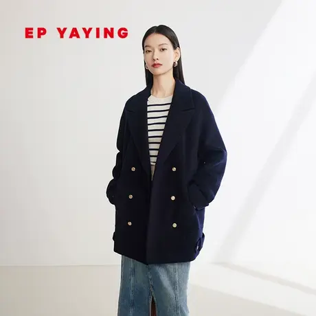 EP YAYING雅莹女装 丝羊毛双排扣回弹大衣外套 秋冬商场同款8520A商品大图