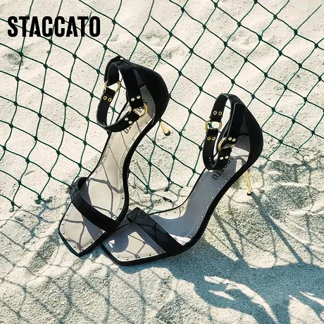 博主推荐思加图新款沙漠恋人鎏金鞋细高跟凉鞋EBB41BY3C商品大图