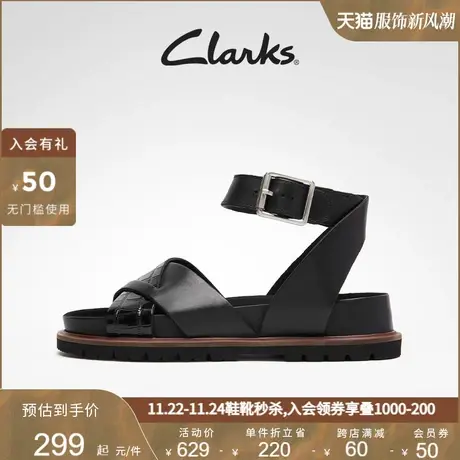 Clarks其乐女鞋夏季拼接交叉绑带沙滩厚底松糕凉鞋女商品大图
