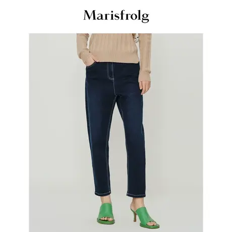 【休闲系列】玛丝菲尔休闲裤春季新款显瘦萝卜哈伦牛仔裤图片