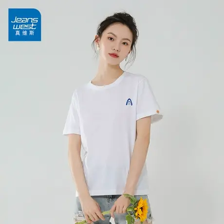 真维斯纯棉t恤女2023新款韩版学生宽松圆领短袖薄款内搭半袖上衣商品大图