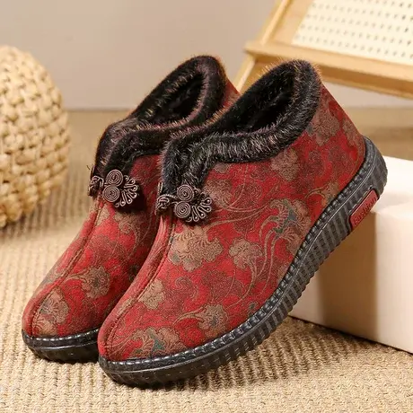 老北京布鞋女冬季加绒保暖防滑加厚老太太女士短靴奶奶老人棉鞋子图片