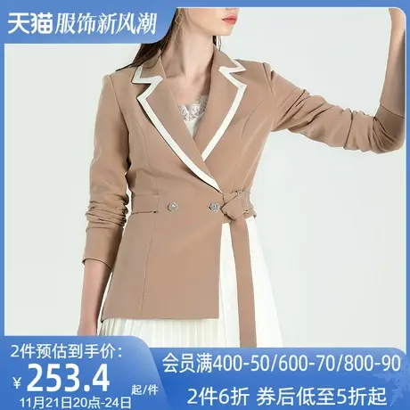 欧洲站2023春装新款欧货潮双排扣西服拼接白色百褶裙西装外套女潮商品大图