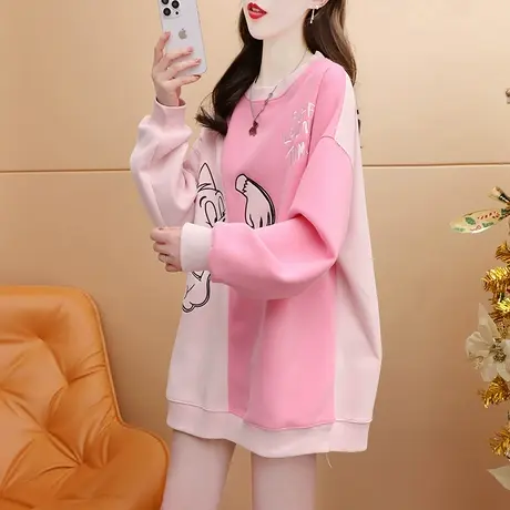 韩版卡通卫衣女2023年新款秋冬季时尚洋气减龄网红宽松设计感上衣图片