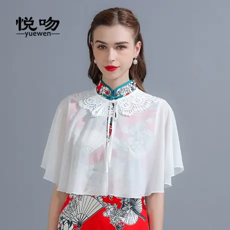 雪纺斗篷披肩夏季配裙子旗袍外搭防晒开衫小披肩女百搭短款薄外套商品大图