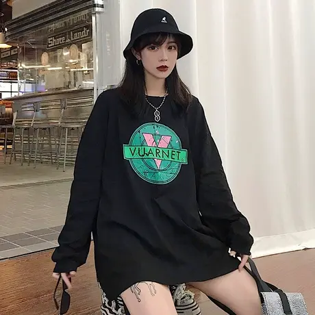 ins超火cec长袖t恤女早秋2019宽松韩版怪味学生百搭mschf上衣薄款商品大图