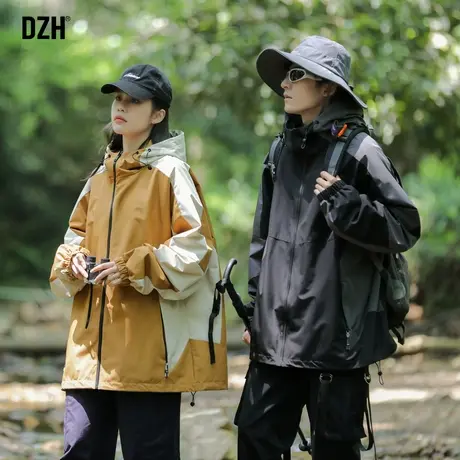 情侣户外冲锋衣男士外套男款春季登山服美式机能夹克潮牌男连帽商品大图