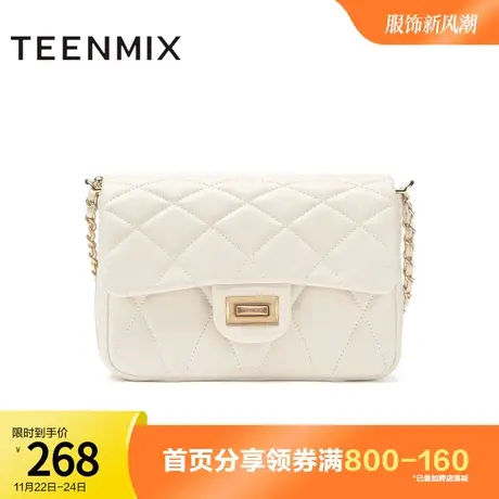 天美意时尚菱格链条小方包女休闲单肩包斜挎包新X2661CX3奥莱图片