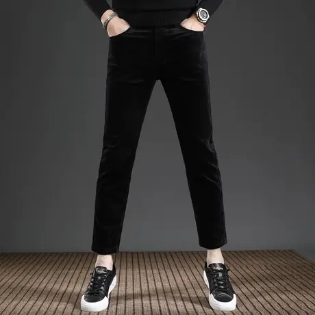高端灯芯绒九分裤子男修身小脚冬季2023新款弹力休闲男士裤子厚款图片