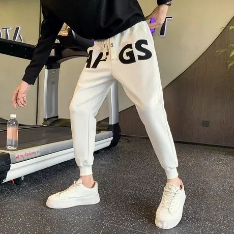 2023新款春秋季字母卫裤男ins潮牌运动束脚裤百搭痞帅潮流休闲裤商品大图