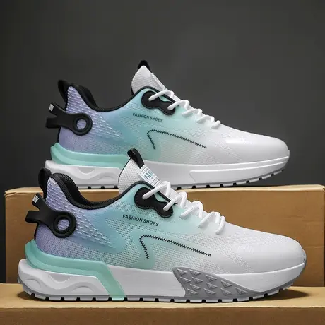 莆田飞织男鞋春秋季厚底休闲运动跑鞋学生超轻网面老爹鞋2024新款商品大图