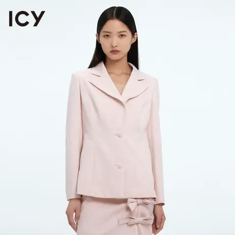 icy女装原创春季新款时尚复古设计感蝴蝶结拼接西装女外套长袖图片
