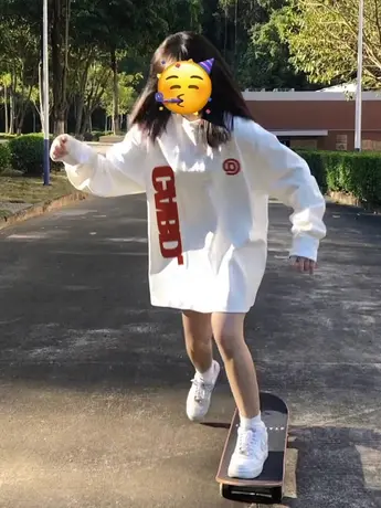 纯棉圆领t恤卫衣女小众设计感春秋宽松小个子美式复古长袖上衣ins商品大图