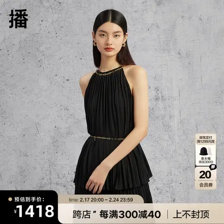 播2023夏季商场同款领子链条装饰灵动褶裥花式上衣女BDQ2HD0534图片