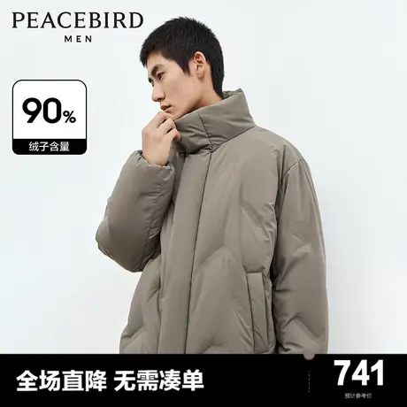 【王鹤棣甄选】太平鸟男装 面包服男短款2023年冬新款廓形羽绒服商品大图