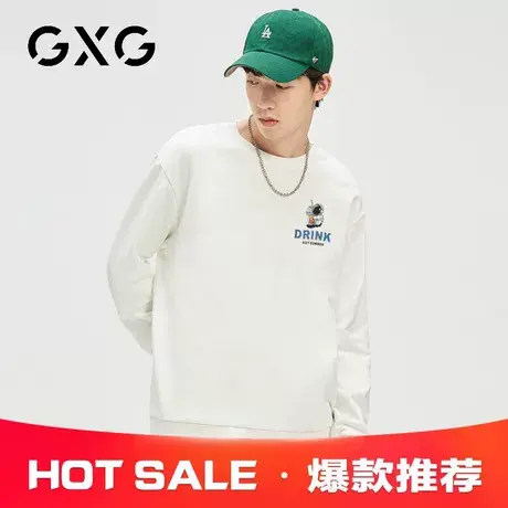 【新品】GXG【经典卡通印花】春季圆领卫衣百搭休闲纯棉舒适长袖图片