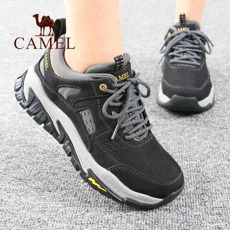 Camel/骆驼男鞋2022秋季新款品真牛皮厚底系带单低帮户外休闲鞋子商品大图