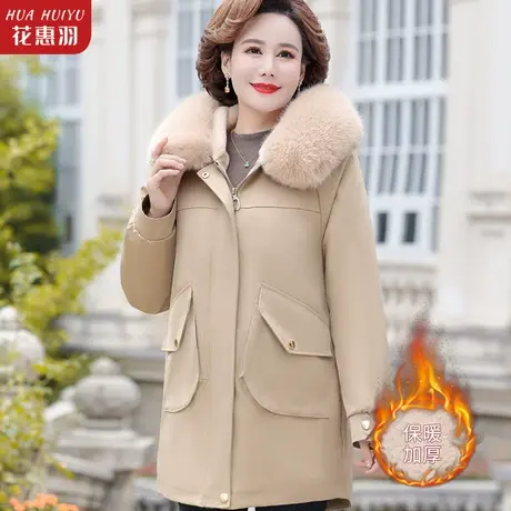 中年妈妈冬装棉服加厚风衣夹棉外套女冬款中老年人秋冬洋气派克服商品大图