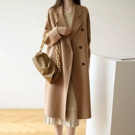 【反季清仓价仅399】双面呢大衣韩版宽松赫本风中长款毛呢图片