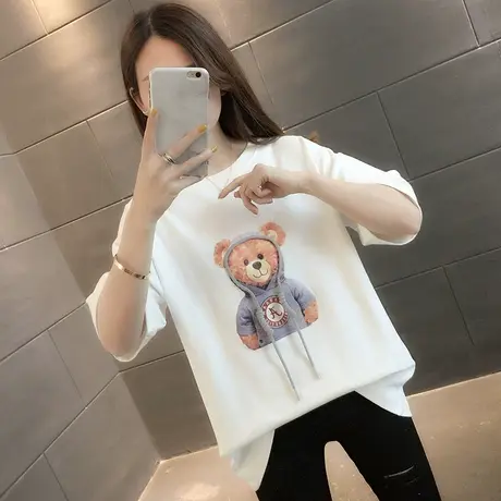 女装2023年新款秋季秋装纯棉短袖T恤宽松上衣服设计感打底衫爆款商品大图