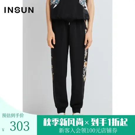 恩裳夏季潮流针织拼接撞色侧条纹透气百搭休闲裤图片