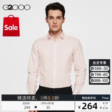 G2000男装2023秋冬棉质混纺舒适弹性时尚剪裁条纹长袖衬衫商品大图