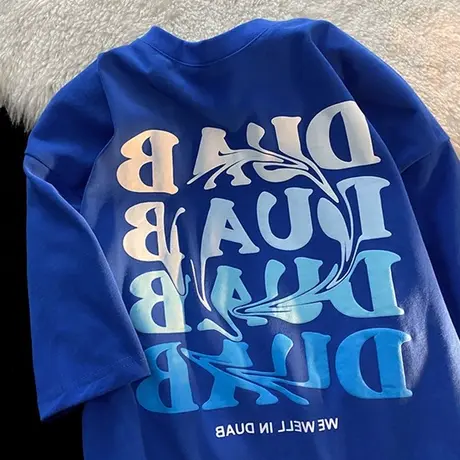 美式复古短袖t恤女大码半袖宽松韩版bf慵懒风ins设计感小众上衣服商品大图