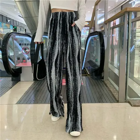运动裤子女宽松韩版高腰垂感直筒显瘦百搭休闲阔腿拖地长裤潮ins商品大图