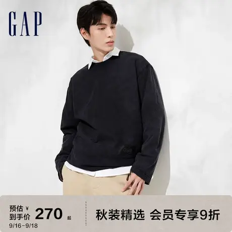 Gap男女装秋季2023新款LOGO水洗棉宽松廓形长袖889886休闲T恤图片