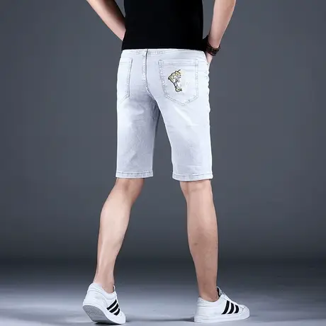 2023新款男士浅色五分牛仔短裤男高端潮牌休闲裤子男高级灰色中裤商品大图