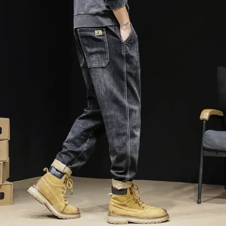 高端牛仔裤男潮牌弹力秋季宽松男士2023新款大码裤子加肥加大秋冬商品大图