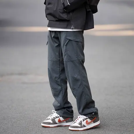 冰丝裤子男夏季薄款直筒工装裤男款运动速干裤夏天多口袋大码男裤商品大图