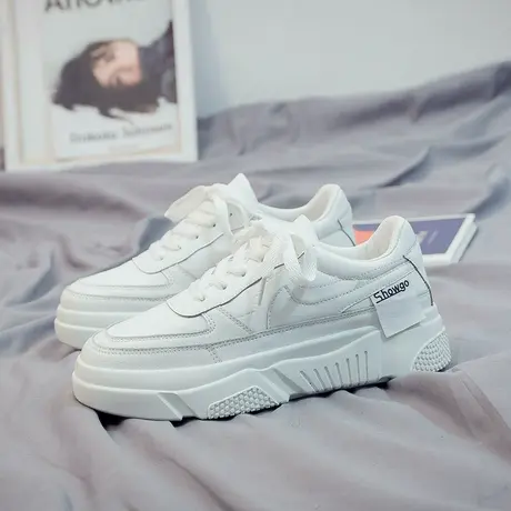女鞋2020新款秋鞋小白鞋学生休闲鞋百搭韩版厚底增高基础运动潮鞋商品大图