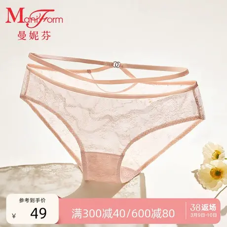 【绑带设计】曼妮芬低腰性感蕾丝裤纯棉底裆女士内裤舒适底裤图片